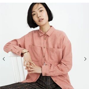 Madewell Flannel Shirt-Jacket small peachy pink